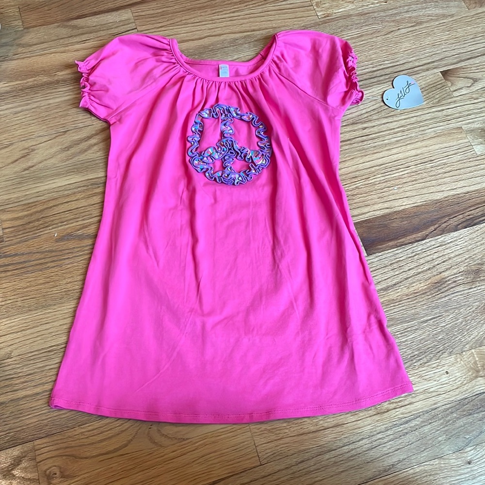 NWT- Love U Lots tee-size 12/14-hot pink-Peace!